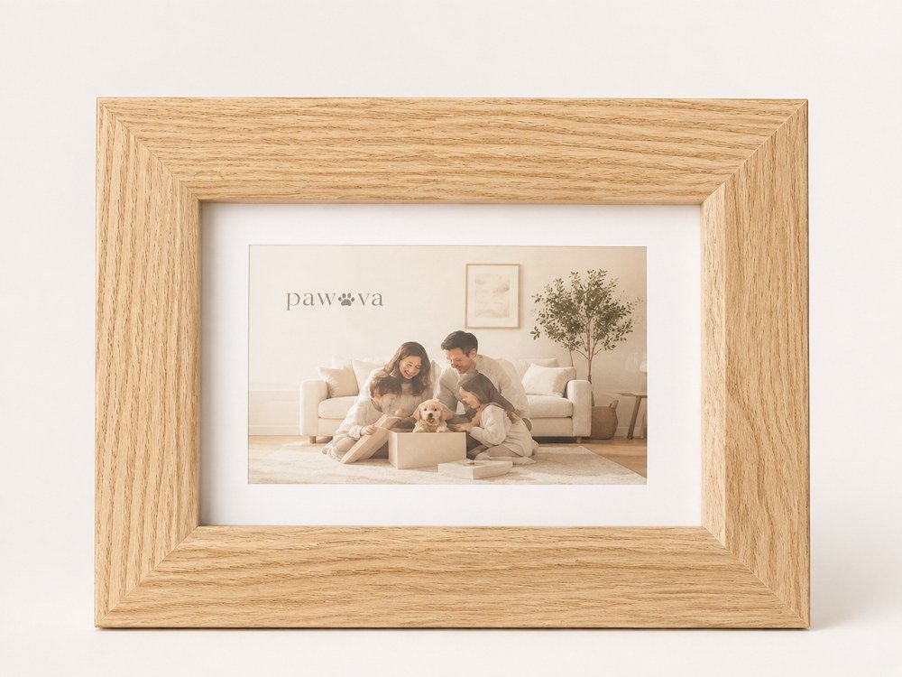 Sample Pawova wooden keepsake frame, shown here without engraving